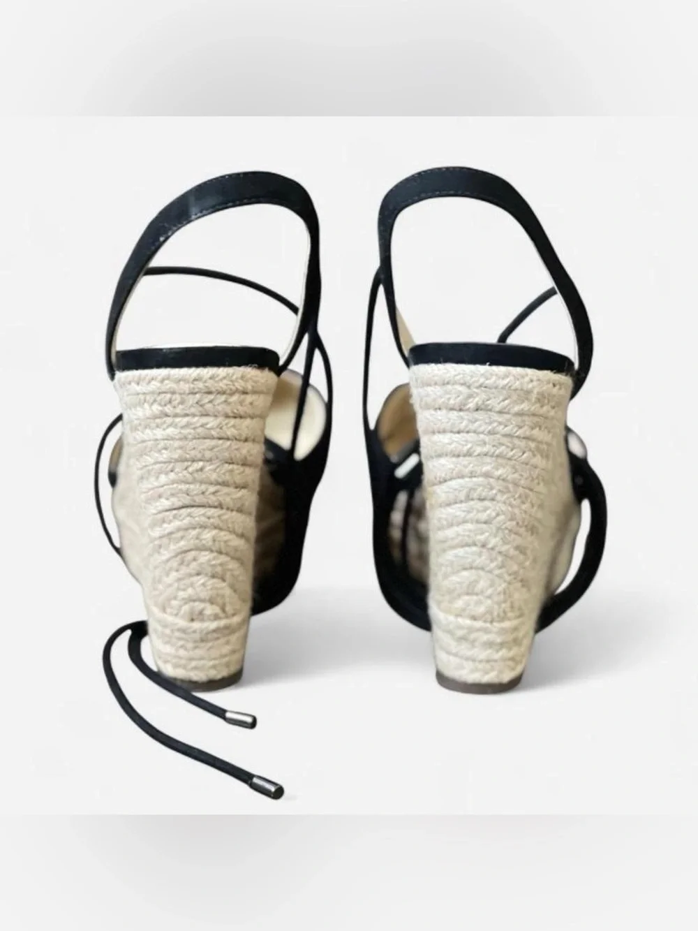 Jessica Simpson Black Espadrille Wedge Sandals Women’s 7.5 Lace Up Heels